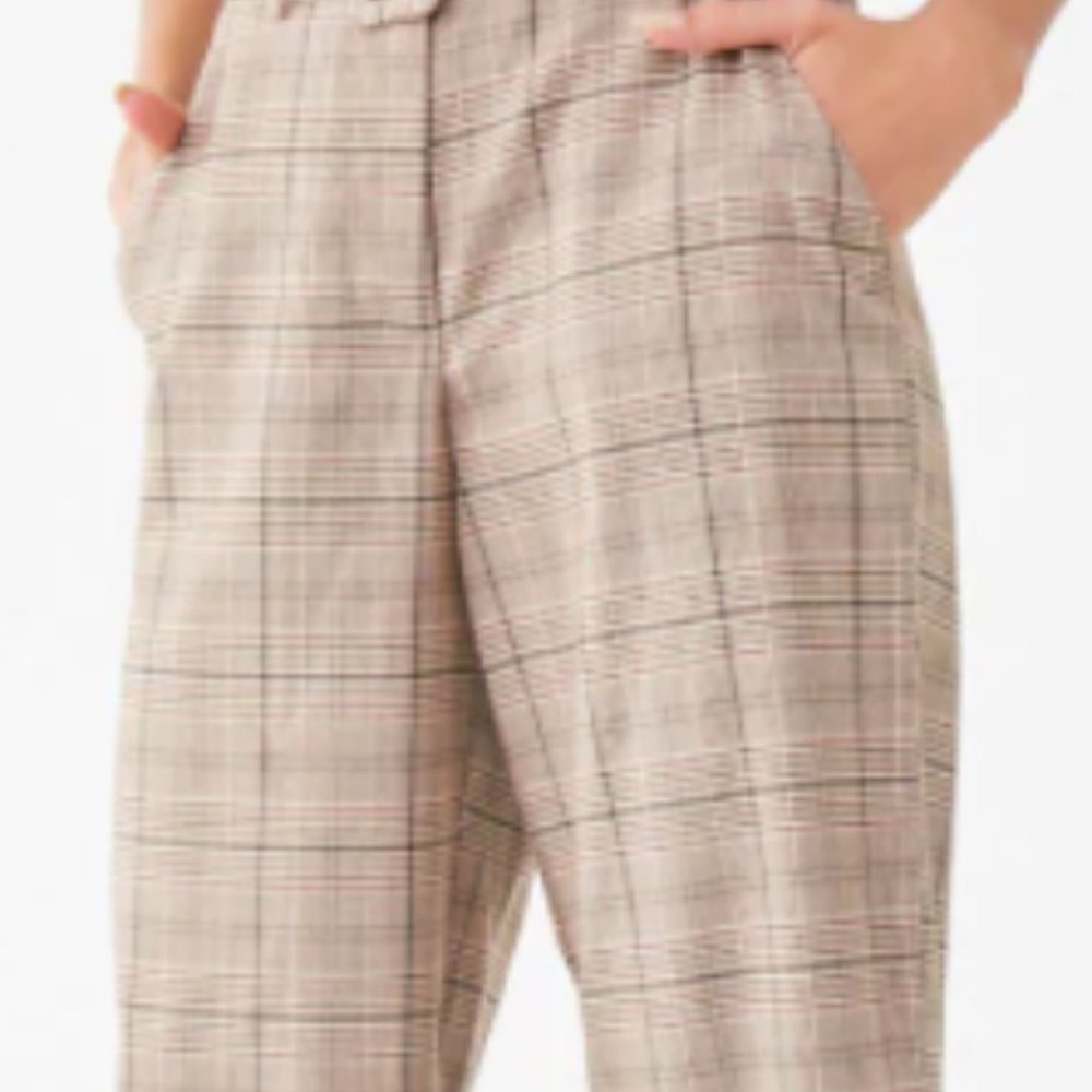 FOREVER 21 Plaid High Waisted Trousers